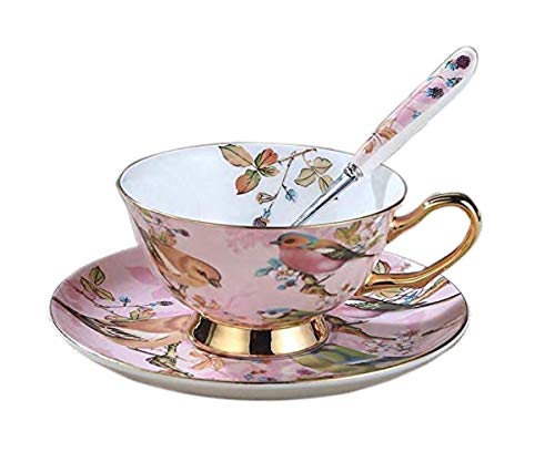 YBK Tech Euro Style Set de Tasses et Soucoupes en Porcelaine Osseuse, Tasse à thé et Café en...