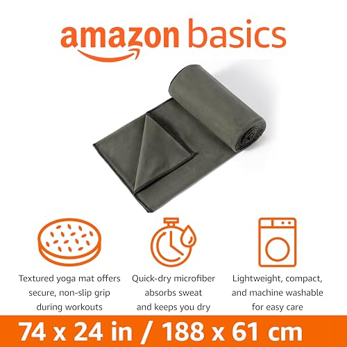 Amazon Basics Yoga Mat Towel, Hot Yoga, Soft, Sweat Absorbant - Image 3