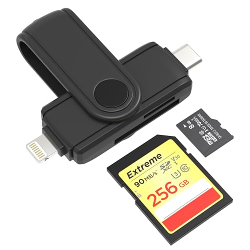 SD Card Reader for iPhone 16, 5G USB C Super Speed TF Card Reader, Lightning to Micro SD Memory Card Adapter Dual Slot for UHS-I SDHC/SDXC/MMC, Support OTG for Plug & Play