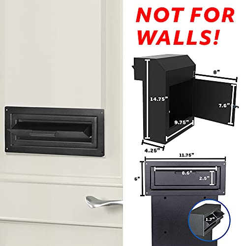 Pochar Door Drop Box For Mail, Rent, Deposit, And Night Key - Through The Door Locking Steel Mailbox With Rear Access (Black) #TOP1
