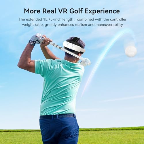 AMVR Golf Club Attachment Compatible with Quest 3/Quest 3s Accessories, Non-Slip VR Handle Grip for Golf +, 80 Degree Design Keep Tracking (for Right Controller) - 3