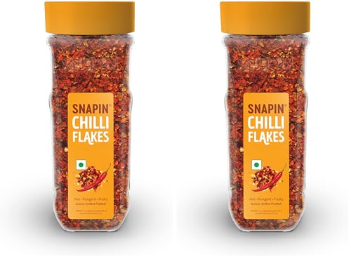 Image of SNAPIN Chilli Flakes 95 gm I Red Chilli Flakes I 330 ml PET Bottle | Bold & Spicy Crushed Red Chillies | All-Purpose Cooking & Garnishing | Crushed Chillies for Pizza, Pasta & Snacks | Spicy All-Purpose Garnish | 95 g