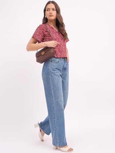 Image of SheWill Women's Embroidered Cotton Blend Ethnic & Western Top
