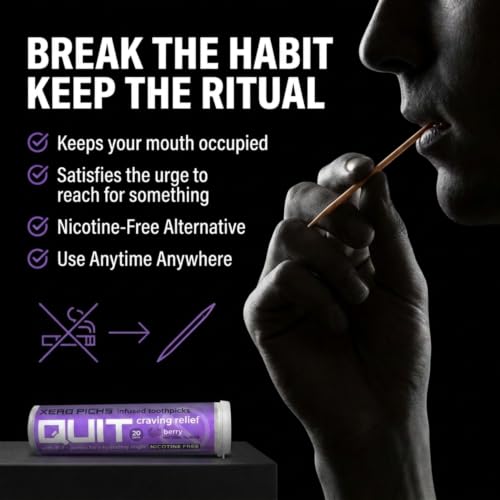 Image of Xero Picks Infused Flavored Toothpicks to Help Quit Smoking - Nicotine Free - 60 Picks (3 Packs) (Berry) Non-GMO Kosher Vegan