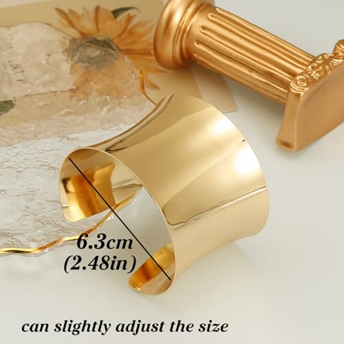 BOMAIL 2 Pcs Cuff Bangle Bracelet Set for Women Open Wide Wire Bracelets Gold Wrist Cuff Wrap Bracelet Adjustable2