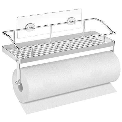 SMARTAKE Paper Towel Holder with Shelf, Shower Caddy & Paper Towel Combination, Stainless