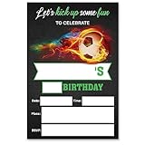 VAHATAN Soccer Birthday Invitations, 20 Packs with Envelopes Paper, Cute Theme Party Supplies for Boys