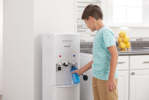 Primo hTRIO Water Dispenser with K-Cup Single Serve Coffee Brewing, Bottom-Loading 2 Temp (Hot & Cold) Water Cooler Water Dispenser for 5 Gallon Bottle, White