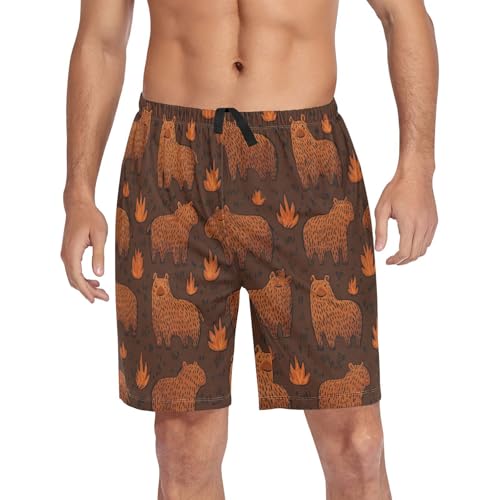 Men's Short Pajama Bottoms Fire Animal Sheep Home Casual Sleep Pants4