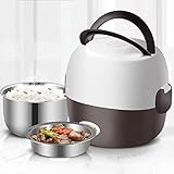 Fiambrera eléctrica multifuncional: la fiambrera eléctrica se complace en brindarle un almuerzo cálido y saludable. Este calentador de alimentos portátil puede cocinar al vapor arroz y otros ingredientes sin procesar y calentar alimentos en poco tiempo. actúa como su propio mini-microondas para su comida saludable favorita en lugar de comida rápida.