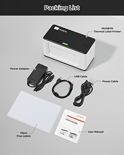 Munbyn Thermal Label Printer 300Dpi, 4X6 Usb Shipping Label Printer For Shipping Packages & Small Business, Thermal Printer For Shipping Labels With Usps Shopify Ebay, One-Click Setup For Windows Mac #TOP5