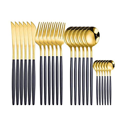 Stainless Steel Western Cutlery Set - 24 Pieces (Black)
