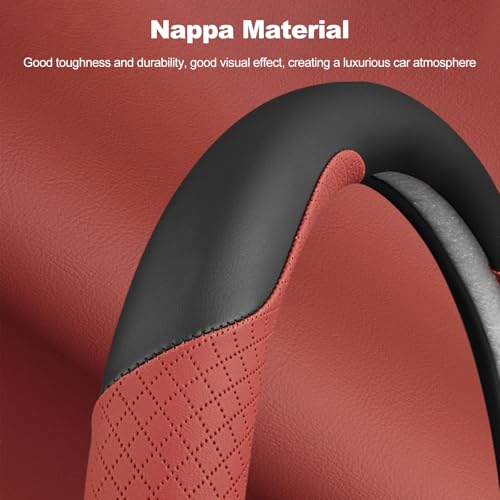 Ergocar Car Steering Wheel Cover D Forged Carbon Fiber Double Color Bundle Universal Size 15 inches (38 cm) Suitable for Various Vehicles Such as Cars, sedans, SUVs, etc - Thumbnail 3