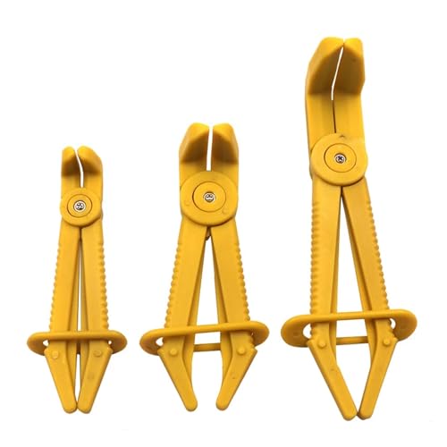 WALENI 3Pcs/Set Nylon Hose Clamp Tool Set Brake Fuel Water Line Clamp Plier Hands Free Tool Car Repair Tools Hose Pliers(Yellow-bend-3pcs)