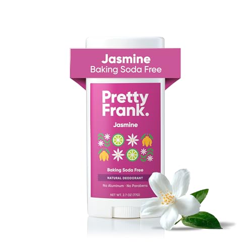 Pretty Frank Natural Aluminum-Free Deodorant Stick Baking Soda-Free Jasmine (1-Pack) | Sensitive Skin Friendly Effective All-Day Odor Control for Women & Men Organic Ingredients and Essential Oils