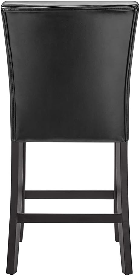 MODERION Counter Bar Stools Set of 2, Solid Wood Bar Chairs, Holds Up to 250 Lbs, 40”H Dinning Chairs with Waterproof Surface, Fuax Leather, Upholstered Stools for Kitchen Restaurant Black ZBY1331BK
