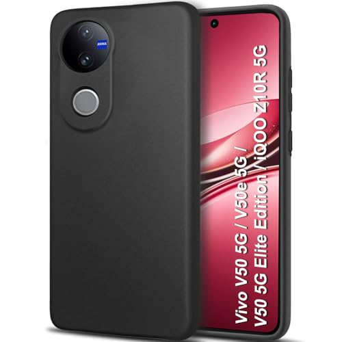 Image of TheGiftKart Sleek Back Cover Case for iQOO Z10R 5G / Vivo V50 / V50e 5G / Vivo T4R 5G | Slim Fit Protective Design | Camera Protection Bump | Soft Matte Silicon Back Cover Case (Silicone, Black)