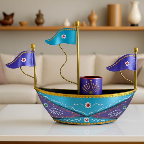 Image of CraftVatika Metal Turkish Ship Boat Naav Showpiece Tabletop Home Decorative Items for Living Room Home Decor Hall Room Desktop Side Corner, Home Decoration Items, Office Desk Organiser