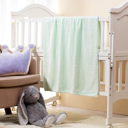 Image of CREVENT 2Pcs 75cmX100cm Cute Cozy Fluffy Warm Baby Blankets for Infants Toddlers' Bedding Crib Cot Stroller - Grey Cloud + Avocado Green