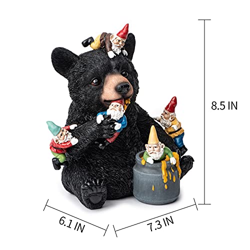 Suynybhf Garden Gnome Statue Outdoor Lovely Bear Eating Garden Gnomes With Honey House Kitchen Figurine Patio Lawn Yard Art Housewarming Funny Resin Decoration 8.5Inch Gift By Hand Painted #TOP5