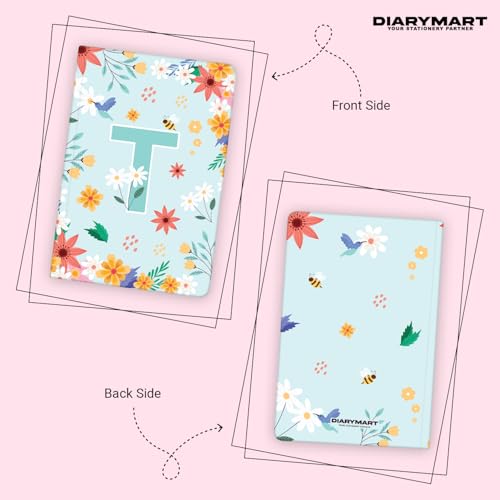Image of Initial T Premium Soft Bound Notebook Diary for Girls and Women (B6, 90 GSM, 160 Ruled Pages) Floral Design Notebook Journal Diary