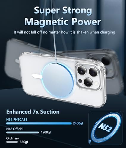 Image of FNTCASE for iPhone 16 Pro Case: Clear Magnetic Phone Cases Compatible with Magsafe Slim Anti Yellowing Military Grade Drop Rugged Protective Transparent Cell Cover (B-Transparent Magnetic)