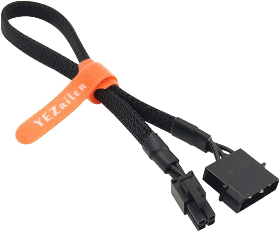 YEZriler (2-Pack) Molex to 4 Pin ATX Cable，LP4 Molex Male to ATX 4pin Male Auxiliary Power Adapter Sleeved 13-inch (33cm)