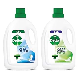Dettol Antibacterial Laundry Cleanser, Original and Sensitive Sanitiser Additives, Fresh Cotton and Fragrance Free Multipack, 25 Washes, 2x 1.5 L, Pack of 2.