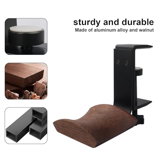 Miruchertter Kopfhörerhalter aus Holz, Walnussholz und massives Metall, Headset-Aufhänger für Schreibtisch, verstellbares Design, idealer Kopfhörerständer für alle Kopfhörergrößen