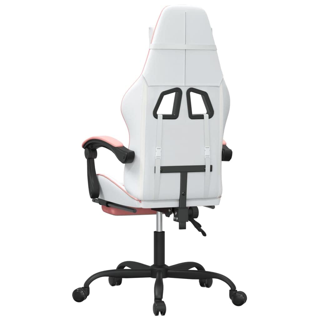 Tomostar Chaise Gaming, Chaise de Jeu Fauteuil Gamer Fauteuil de Bureau pivotante et Repose-Pied Blanc et Rose Similicuir