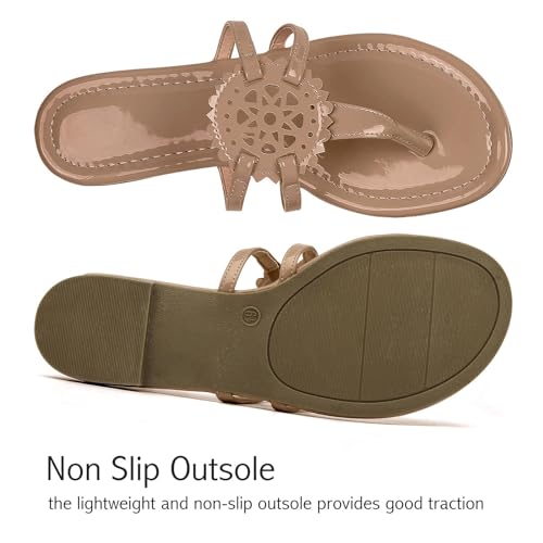 Image of katliu Women's Flat Sandals Flip Flop Sandals Comfortable Dressy Thong Sandals