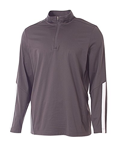A4 Mens League 1/4 Zip Jacket, Small, Graphite/White