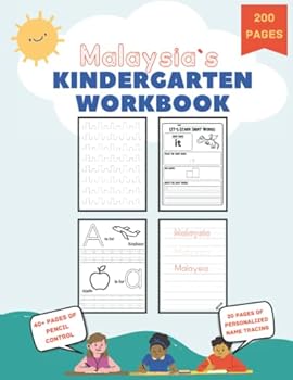 Paperback Malaysia's Kindergarten Workbook: A workbook of personalized name tracing, pencil control, sight word tracing, letter tracing and more Book