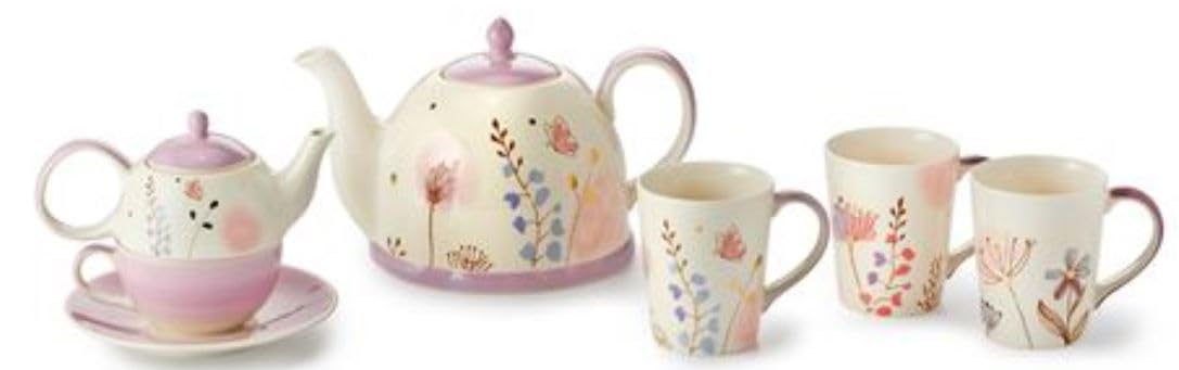 teemando® 0,2 l Kanne: H 12 cm, Ø 5,5 cm Tasse: H 6 cm, Ø 10 cm von Cha Cult Tea-for-one Set "Florentina" Steinzeug mit Goldauflage, 4-teilig Kanne: 0,4 l, Tasse: