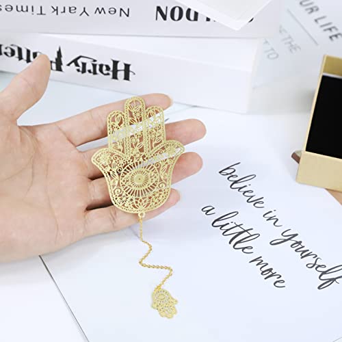 Hamsa & Evil Eye Metal Bookmark, Bookmarks For Women, Birthday Gifts Teachers & Mothers Valentine's Day Teacher Appreciation Gifts, Cute Book Marks With Chain For Men/Kids/Friend/Mom/Girls/Book Lovers #TOP3