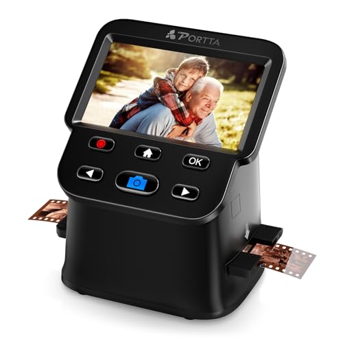 PORTTA Film Scanner with 5' LCD Screen, 22MP Slide & Negative Scanner, Converts 135, 126, 110 Film & Slides to Digital Photos, HDMI Output, SD Card Storage, No Computer Required