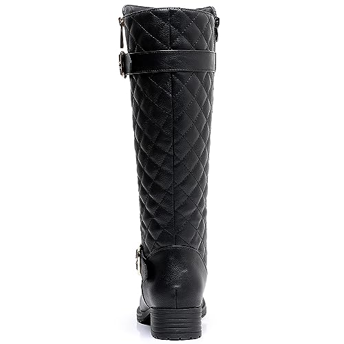 GLOBALWIN Women's Black Quilted Knee High Boots Low Heel Comfortable Fashion Dressy Riding Boots For Women Size 6M - image 7