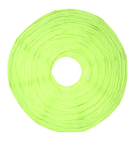 Image of Mudra Crafts 12 Inch Round Chinese Lime Green Paper Lanterns Hanging Decor | 10 PCs, Reusable, Indoor Outdoor Decorative Lamp Shade, for Ceiling, Wedding, Shower, Party, Festival, Home Decoration