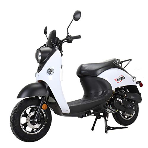 X-PRO 50cc Gas Moped Scooter Adult Scooter Bike Street Scooter Moped 50cc with 10" Aluminum Wheels! (White)