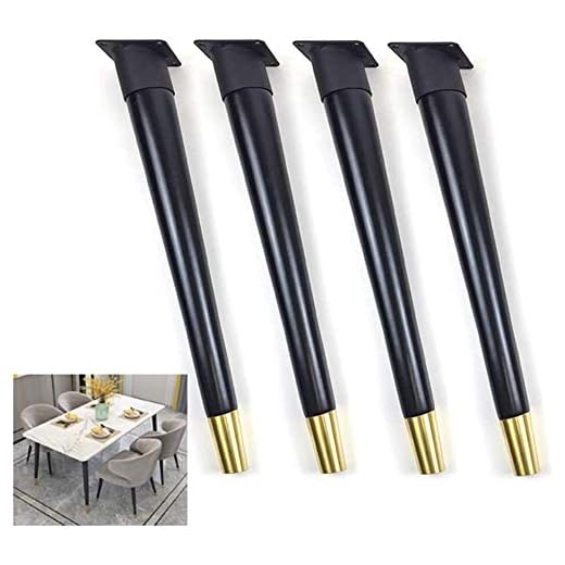 Nordic massivt trä möbler Legs Feet × 4 - Mässing Base - Oblique koniska - reception Replacement ben - Bänk stödben - Small Furniture Förlängnings ben, trä Färg/Valnöt/Svart (17/24 / 29inch) Storl