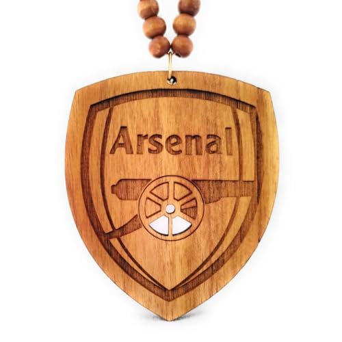 Image of Arsenal FC Car Hanging | Double-Sided Engraved Arsenal Logo for Rear View Mirror | Premium Teakwood Car Charm | Football Fan Gift & Car Decor