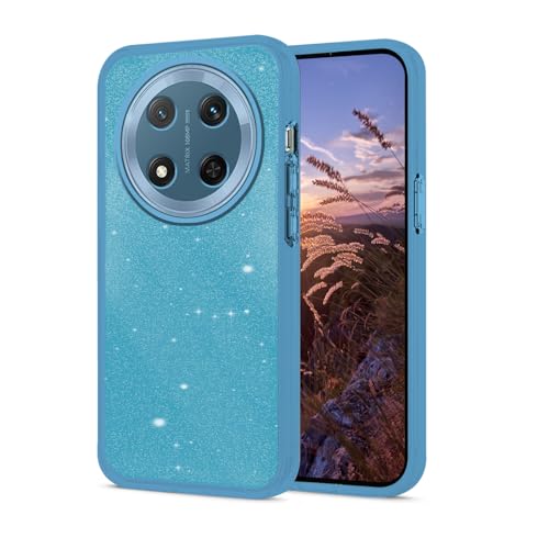 Coque Honor Magic 7 Lite antichoc silicone transparent fine et pailletée bleu