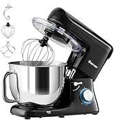 PAHION Robot Pâtissier Robot De Cuisine Avec Bol En Acier Inoxydable 5L Petrin Professionnel Avec Crochets À Pâte, Fouet, Batteur Pétrisseur Batteur Pour Gâteau, Pâte, Pain, Desserts 1200W