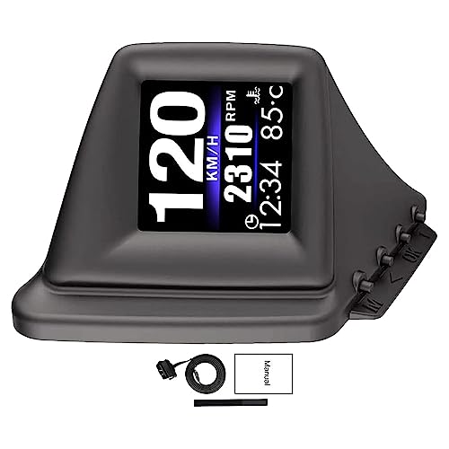 Riloer Car HUD P8 Head Up Display, OBDII & GPS Dual System, The 1st Model in The Market Can be Installed on A-Pillar Trim (Black)