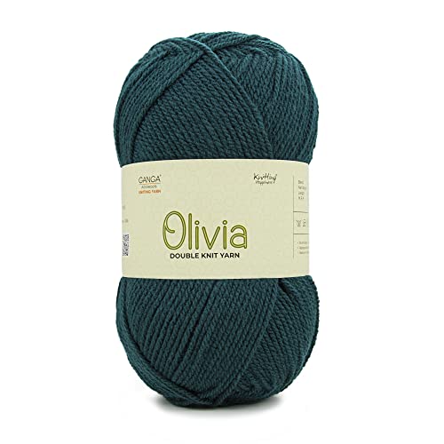 Image of Ganga Acrowools Olivia, Double Knit Yarn. Hand Knitting and Crochet Yarn. Oekotex Class 1 Certified. Pack of 2 Balls - 100gms Each. Shade no - OLV030, Green Teal