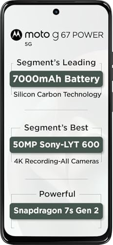 Image of Motorola G67 Power 5G (Pantone Cilantro, 8GB RAM, 128GB Storage) | 6.7 inch FHD+ 120Hz LCD Display | Snapdragon 7s Gen2 Processor | 50MP + 8MP UW Camera | 7000mAh Battery with 30W Charger | IP64