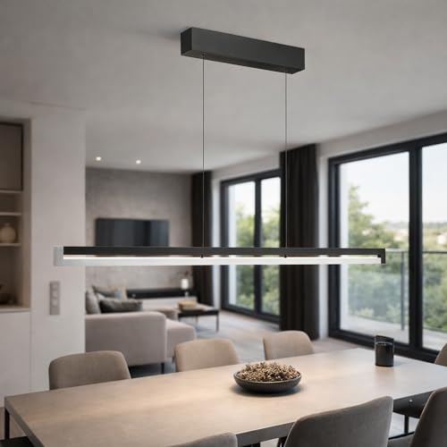 Suspension LED linéaire alu brossé noir 122cm 4400lm