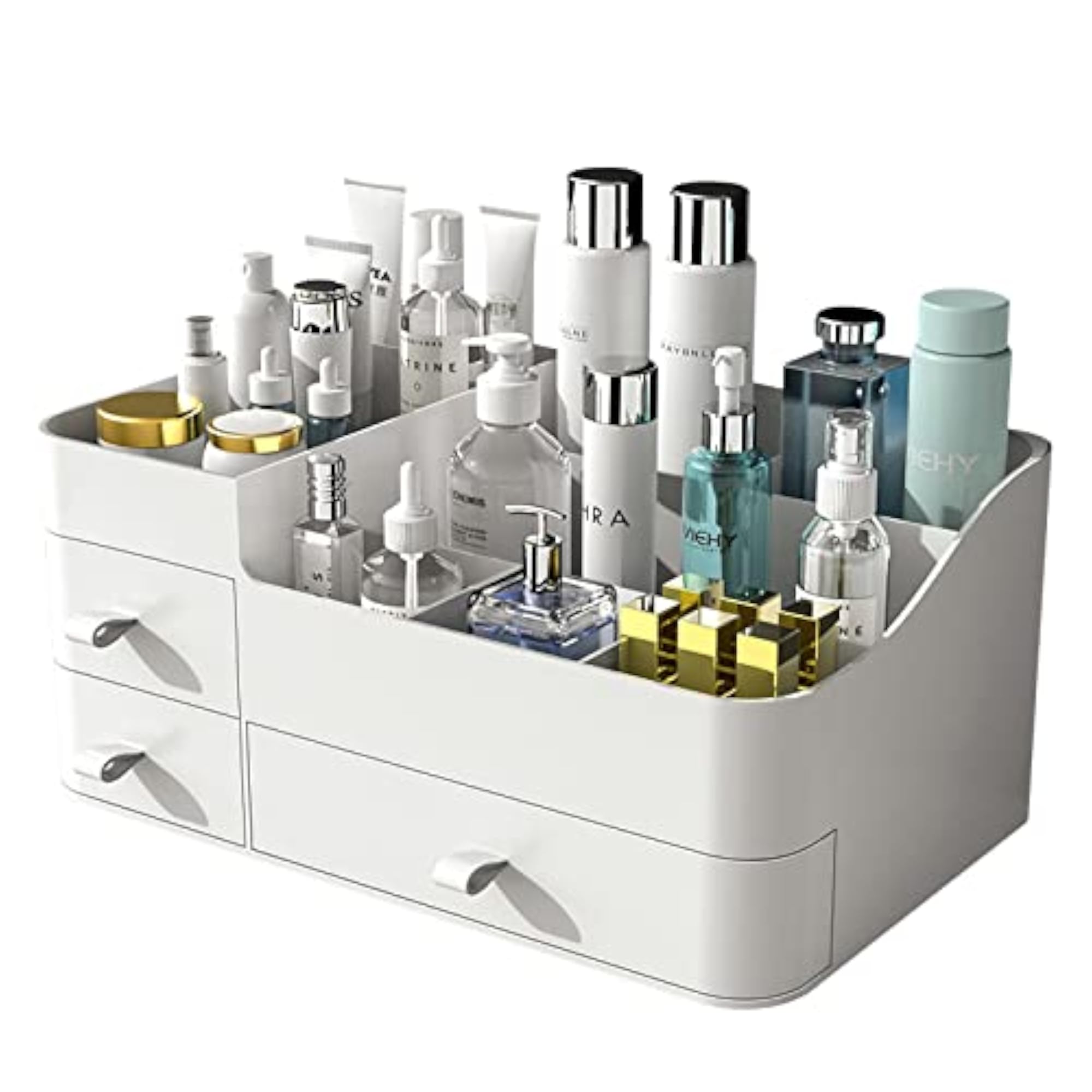 Large Countertop Makeup Organizer with Drawers, Vanity Storage