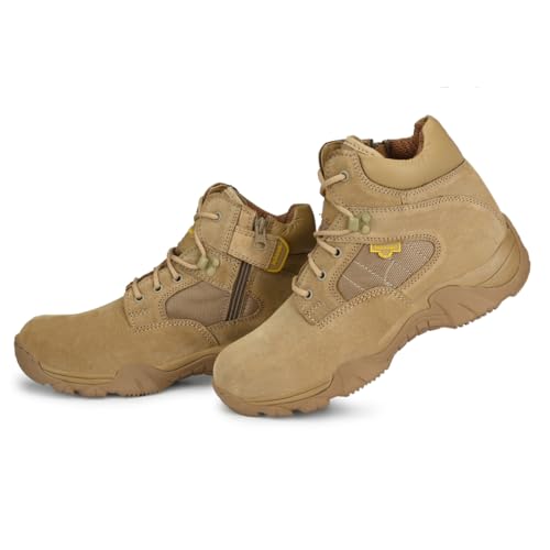 Image of Mikaasa Men's Assault Sky Weight Hybrid 6.0 Side Zip Military and Tactical Work Boot - 6 Inches Combat Boots, Lightweight Comfortable Shoes, Durable and Breathable Desert, Motorbike Boot, Beige