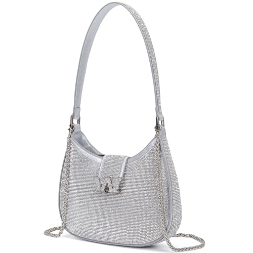 Image of BBTT.ful Rhinestone Evening Handbags Sparkling Crystal Purse Daily Casual Shoulder Bag
